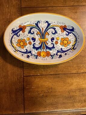 Ceramica Nova Deruta Oval Italian Pottery Tray 10.5” x 7" Hand Painted Italy